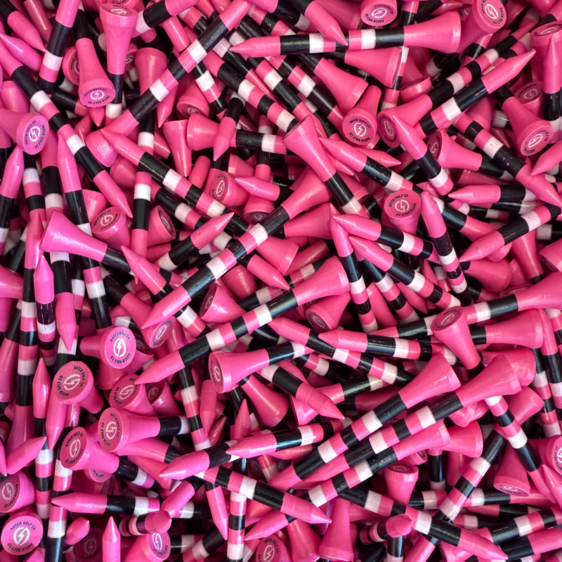 Pink/Black Hatch Golf Tees