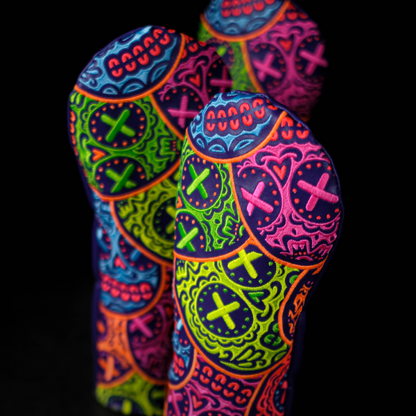 Neon Stacked Sugar Skull FW Wood Cover