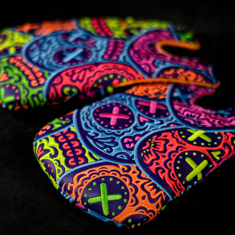 Neon Stacked Sugar Skull Center Shaft Only Mallet Cover