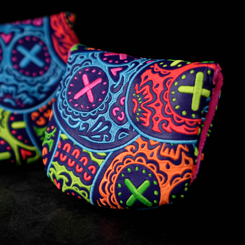 Neon Stacked Sugar Skull Center Shaft Only Mallet Cover