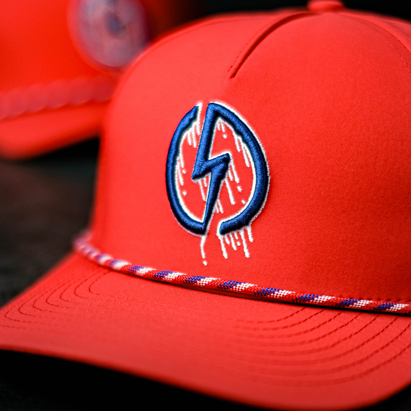 Red Drip Hat Red Electric Egg Drip Rope Hat – Hatch Golf Co