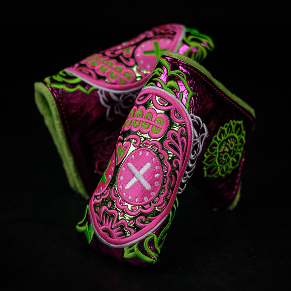 Tilted Sugar Skull: Azalea Chroma Blade Cover – Hatch Golf Co