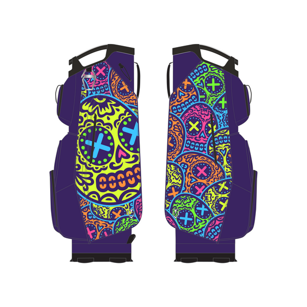 Neon Stacked Sugar Skull Vessel Lux Cart II Golf Bag