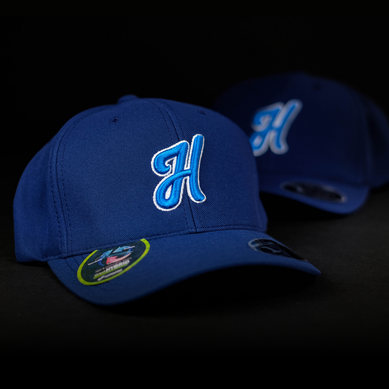 Navy / Light Blue Hatch Script "H" Flexfit 110 Hat